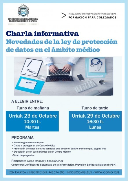Charla informativa sobre las novedades de la ley de protección de datos en el ámbito médico